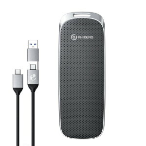 PHIXERO P10PRO �O�t��NVMe SSD 512GB USB 3.2 Gen2 �ő�1050MB/�b 2��1USB-C�P�[�u���t�� �O�t���|�[�^�u��SSD Windows/Mac/iPhone 15+/Android�Ή� �u���b�N