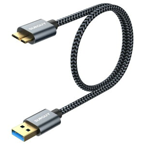 SUNGUY USB3.0 �P�[�u�� MicroB 0.5M �^�C�vA�I�X - �}�C�N���^�C�vB�I�X USB�P�[�u�� �O�t��HDD/SSD �n�[�h�h���C�u/HD�J�����ȂǑΉ� �}�C�N��B�ϊ��P�[�u�� �����f�[�^�]�� 50cm �O���[