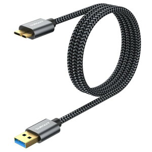 SUNGUY USB3.0 �P�[�u�� MicroB 1M �^�C�vA�I�X - �}�C�N���^�C�vB�I�X USB�P�[�u�� �O�t��HDD/SSD �n�[�h�h���C�u/HD�J�����ȂǑΉ� �}�C�N��B�ϊ��P�[�u�� �����f�[�^�]�� 1m �O���[