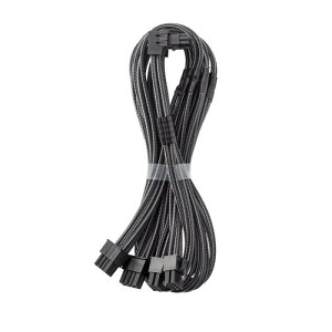 CableMod RT-Series Pro ModMesh Sleeved 12VHPWR 90° StealthSense PCI-e Cable for ASUS/Seasonic/Phanteks - Variant B (Carbon, 16-pin to Quad 8-pin, 60cm)