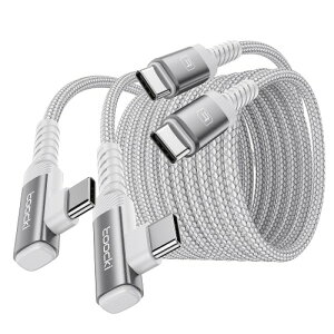 toocki usb c �P�[�u�� L�� 2�{�Z�b�g PD/QC 60W/3A �}���[�d �f���h�~ �i�C�����҂� �A���h���C�h iPhone 17/iPhone 16/iPhone 15/Plus�AMacBook Air/Pro�AGalaxy�ASwitch�Ȃ�USB-C�f�o�C�X�ɑΉ� �f���o�͔�Ή��i