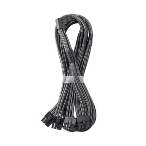 CableMod C-Series Pro ModMesh Sleeved 12VHPWR 90° StealthSense PCI-e Cable for Corsair - Variant A (Carbon, 16-pin to Quad 8-pin, 60cm)