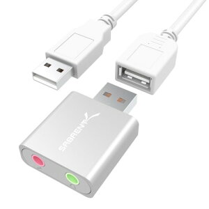 SABRENT アルミニウム製 USB 外付けステレオサウンドアダプター(Windows/Mac用) プラグ&プレイ ドライバ不要 (シルバー) (AU-EMAC)