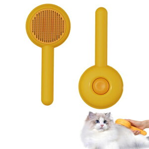 (Nyoniko(ニョニコ)) ネコ ブラシ 猫 ブラシ アンダーコートブラシ ワンプッシュ式 長毛 短毛 猫用ブラシ 痛くない 皮膚に優しい ペット用ブラシ 毛取り簡単 マッサージ ブラッシングブ
