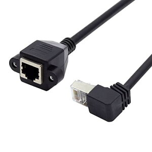 Chenyang、ローアングル90度STP UTP Cat 5eケーブル、オスからメス、ネットワークパネルマウントイーサネット延長ケーブル30 cm