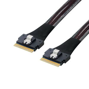NFHK PCI-E Slimline SAS 4.0 SFF-8654 8i74pin�z�X�g����SFF-865474Pin SlimSAS�^�[�Q�b�g�P�[�u��50cm