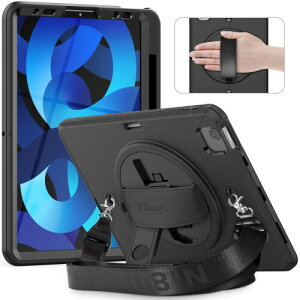 Timecity iPad Pro 11 ケース 第4/3/2/1世代 iPad Air 第5/4世代 ケー ス 耐衝撃 ペン収納 360回転スタンド 保護フィルム付き 調整可能なハンド/ショルダーストラップ 便利 車載 スリム 商務 鑑賞/タ