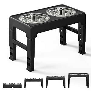 ペットボウル Pawabooフードボウル 台 お皿 中型犬 大型犬 ペット用品 食器 フードスタンド付き 高度調節4段 ステンレス製 ペット皿 滑り止め 給餌容器 給水容器 コンパクト ボウル 取り外