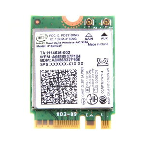 Laptopdiyparts �C���e�� Dual Band Wireless-AC 3160 �f���A���o���h 2.4/5GHz 802.11ac �ő�433Mbps + Bluetooth 4.0 M.2 �J�[�h 3160NGW
