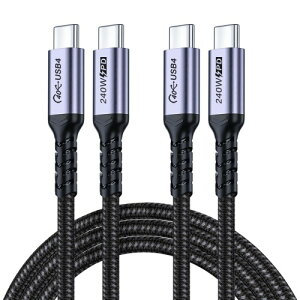 2m USB 4��2�{�ASUMPK 240 W USB C����USB C���A����40 Gbps�f�[�^�A8 K 60 Hz�A5 K 60 Hz�A4 K 144 Hz�f�B�X�v���C�\��PD���݊�Thunderbolt 4/3�AiPhone 15 Pro/15 ProMax�A�f�B�X�v���C