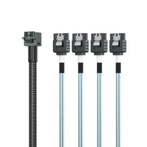 10Gtek Mini SAS 6G���� HD SFF-8643 to 4X SATA 7pin �n�[�h�f�B�X�N �f�[�^�T�[�o�[RAID�P�[�u��,1���[�g��