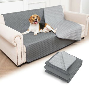 BOOMAGU 100%防水シーツ 両面使用可 防水ベッドカバー 犬 猫用 防水カバー ベッド 繰り返し使える 噛み耐性 速乾 防ダニ 制菌 大判 保護家具 ペット粗末対策 介護用 (ライトグレー&ダーク