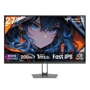 KTC 27�C���`�Q�[�~���O���j�^�[ WQHD (2560x1440) Fast IPS 200Hz (210OC�\�j1ms(MPRT) 131%sRGB HDR400 ��u���[���C�g �t���b�J�[�t���[ FreeSync & G-Sync�Ή� PS5�Ή� HDMI2.0×2 DP1.4×2 VESA 100*100 H27T22C-3