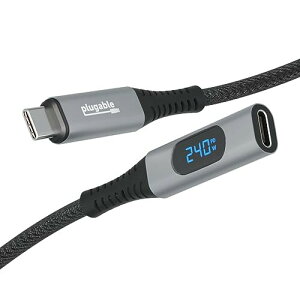 Plugable USB-C P[u 1m fW^d`FbJ[ USB-C ڑ̃j^O\ 240W }[dA4K 60Hz j^ڑA10Gbps f[^]ɑΉ