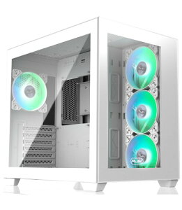 RAIJINTEK ���C�W���e�b�N PC�P�[�X PAEAN C7 WHITE TG4 ATX�Ή� �~�h���^���[�^ �����K���X �f���A���`�����o�[�݌v 12025ARGB�t�@��4��𓋍� (0R20B00235)