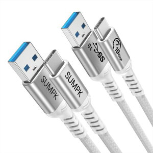 SUMPK 1m USB C�P�[�u�� 2�{�A60W�����[�d��10Gbps�f�[�^�]���AType C�[�d�P�[�u�� Android Auto�ACarPlay�ASamsung Galaxy�AiPad�AMacBook�AiPhone 15�ȂǂɑΉ��i�z���C�g�j