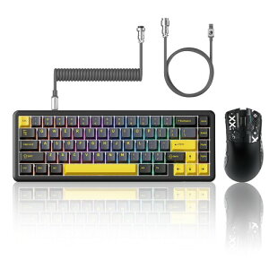 MAMBASNAKE×ATTACK SHARK X65HE+R1 Q[~OL[{[h}EXZbg 65% CsbhgK[ RGB 8K|[O[g / y59g }EX PAW3311 18000DPI 2.4G/Bluetooth / 0.125msCeV[ / J