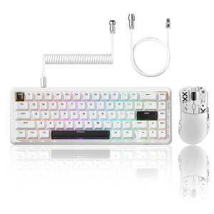MAMBASNAKE×ATTACK SHARK X65HE+R1 Q[~OL[{[h}EXZbg 65% CsbhgK[ RGB 8K|[O[g / y59g }EX PAW3311 18000DPI 2.4G/Bluetooth / 0.125msCeV[ / J