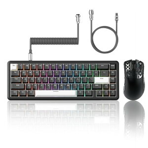MAMBASNAKE×ATTACK SHARK X65HE+R1 Q[~OL[{[h}EXZbg 65% CsbhgK[ RGB 8K|[O[g / y59g }EX PAW3311 18000DPI 2.4G/Bluetooth / 0.125msCeV[ / J