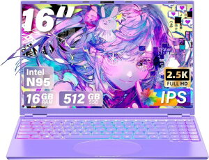 16�C���`�m�[�g�p�\�R��Celeron N95/2.5K FHD(2560x1600) IPS �����É�/Office 2019 1.7~3.4Ghz/������:DDR4 16GB Web�J����/USB 3.0*2/mini-HDMI/SSD�g�� Web�J�����t��/��F��/7�F�̃o�b�N���C�g�t���L�[�{�[�h �}