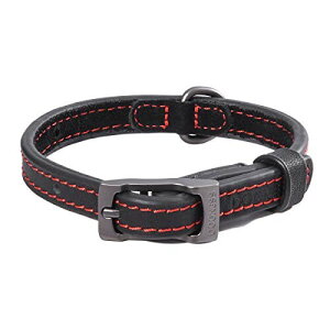 MOE 犬 首輪 犬の首輪 小型犬用 レザー 本革 首輪 5穴調整可能 首輪 おしゃれ 可愛い 首輪 ペット用品(S, ブラック)