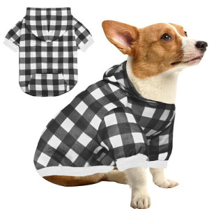 GreenJoy Plaid Dog Sweaters Hoodies Sweatshirts for Dogs Cats, Warm and Soft Cold Weater Coats for Christmas (Black, X-Small)