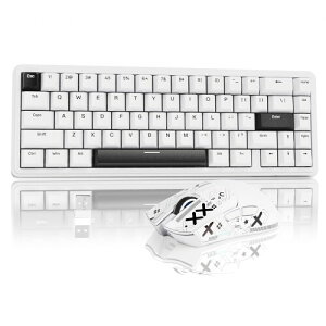 ATTACK SHARK ���s�b�g�g���K�[�Q�[�~���O�L�[�{�[�h�}�E�X�Z�b�g X65HE ���C�X�C�b�` 0.01mm 8Kkz �|�[�����O���[�g R1 ���C�����X�}�E�X �Q�[�~���O�}�E�X �y�� 2.4ghz/Bluetooth/USB-C (�z���C�g)