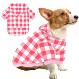GreenJoy Plaid Dog Sweaters Hoodies Sweatshirts for Dogs Cats, Warm and Soft Cold Weater Coats for Christmas (Pink, X-Small)