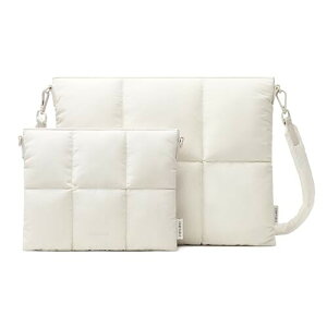 Comfyable Puffy Laptop Sleeve 13 Inch 14 Inch, Quilted Puffer Pillow Case with Strap Compatible for MacBook Air 13 M3 2024h, MacBook Pro 13 Inch 14 Inch, Sleeve & Organizer Bundle, Rice