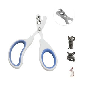 aninako 猫用ペット爪切り 2穴設計 丸刃 切り過ぎ防止 丸穴 初心者用 子猫から大型猫まで使用可能 青色 ステンレス鋼