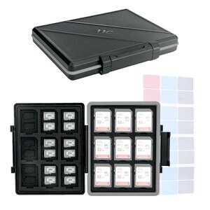 JJC 54 スロット 大容量 メモリーカードケース 18枚 SD SD SDHC SDXC カード + 36枚 MicroSD TF MSD カード 収納ケース 耐衝撃 防塵 防湿 SDカードシール付き