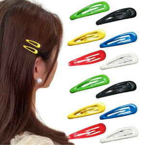 パッチンピン パッチン留め ヘアピン 推しカラー12個(6色×2) カラフル ガールズ レディース 子供 キッズ 赤ちゃん 可愛い NYANDELMO ND-0163-R01-OS12