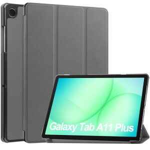 Gosento For Samsung Galaxy Tab A11+ �P�[�X �X�^���h�@�\�t�� �J���O�ܔ��^�X�^���h�P�[�X PU���U�[ �J�o�[ (�O���[�j