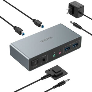 Unitek HDMI KVM Switch 2in2�A�E�g 4K@60Hz USB3.0 KVM�؂�ւ� �f���A��HDMI���j�^�[ USB3�|�[�g���� 5V2A�d���A�_�v�^�[�t��