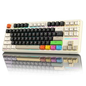 MAMBASNAKE×ATTACK SHARK X87 87�L�[ �O�̓��C�����X �K�X�P�b�g ���J�j�J���L�[�{�[�h Bluetooth 5.1/2.4GHz/�L�� Type-C �z�b�g�X���b�v �X�g���x���[�� ���΍\�� 5�w�t�B���^�[(PORON+IXPE+PET) 18��RGB 4000mA