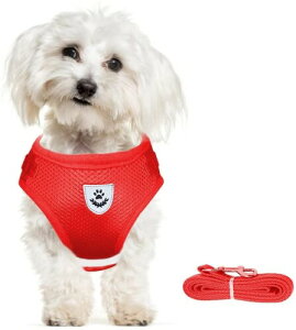 meioro 犬用ハーネスリードセット 犬用ストラップ 犬用ベストハーネス 引っ張りなし 反射ストリップ付き 夜間反射材 ポリエステル素材 犬喉に優しい マジックテープ付き 犬の安全保護