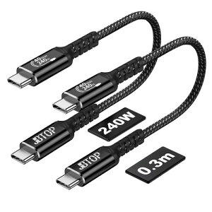 JBTOP USB 4.0�P�[�u���i30CM�A2�{�j�Ή�Thunderbolt 4/3�P�[�u��40 Gbps�����f�[�^�]��240 W�A40 Gbps�A8 K�n�C�r�W�����f�B�X�v���C�Ή�iPhone 16/15 Pro Max�AMacBook�AXPS�ASurface