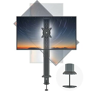 Single Tall Desk Monitor Arm Mount Stand Fit for 27 inch to 43 inch Flat Curved Computer Screen with Swivel, Height Adjustable, Rotation,Holds up to 77lbs, Black HD04B-003