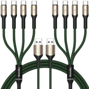 Bismdky �}���` USB C 4 in 1�[�d�X�v���b�^�[�P�[�u�� �}���[�d PD+QC�Ή� 3.1A�}���[�d �X�v���b�^�[�P�[�u�� USB A4�̃^�C�vC�| �������d�\ �g�t�� �A���~�����V�F���i�C�����҂� Macbook iPad
