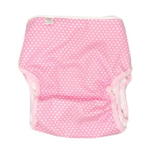 (ママミッケ) おむつカバー 股おむつ 大人用 かわいい マジックテープ サイズ調整 快適 防水加工 (ピンク色、ハート, L)