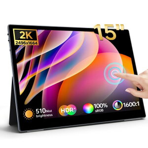HAILESI ���o�C�����j�^�[ 15�C���` 2496*1664 3:2��ʔ� �|�[�^�u�����j�^�[ ���o�C���f�B�X�v���C ���P�x510nits IPS�p�l�� 100��sRGB�L�F�� HDR �����^ �����^ USB/Type-C/mini HDMI/PS5/XBOX/Switch/PC/Mac�Ȃ�