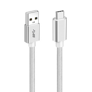 USB Type C P[u (1m, Vo[) USB3.1 Gen2 10Gbps f[^] ^Cv c 60W[d USB-A to USB-C iC҂ ϋv }[gtHE^ubgEp\REQ[@̃^Cvc@ɑΉ
