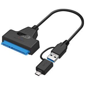 USB 3.0 USB-C Type-C & Type-A �f���A���R�l�N�^�[ SATA 22 �s�� 2.5 �C���`�n�[�h�f�B�X�N�h���C�o�[ SSD �A�_�v�^�[�P�[�u�� 5Gbps ���b�v�g�b�v�p