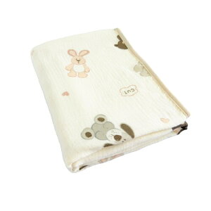 6重 ガーゼ タオルケット お昼寝 バスタオル 赤ちゃん ベビー 保育園 綿 100% ガーゼケット 男の子 女の子 出産祝い 100cm*100cm (ベージュ動物園)