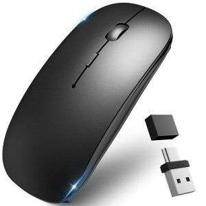 ���C�����X�}�E�X Bluetooth�}�E�X 2-in-1 USB���V�[�o�[ ���� �����^ �É� �[�d�� �ȃG�l���M�[ 2.4GHz 3DPI���[�h �����x �����^�ѕ֗� iPhone/iPad/Mac/Windows/Surface/Microsoft Pro�ɑΉ� (�u���b�N�EType-