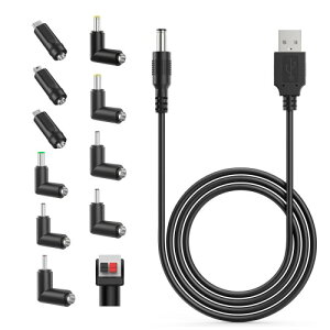Popolier USB DC P[u 1m ϊvOt 11 in 1 DC[dR[h 5.5x2.1mm usb dc ϊ P[u DC WbN DC vO 5.5mm J/^ubg/gѓdb/@p (11 in 1, 1m)
