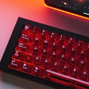 Mintcaps Crystal Clear Keyboard Keycaps Transparent PC Cherry Profile Red Keycap Set 114 Keys Shine Through Key Cap for Cherry Gateron Mx Switches Mechanical Keyboard