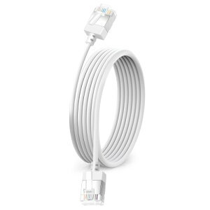 Dutevolns スリムイーサネットケーブル 10m フレキシブル Rj45 Cat 6 LANコード ギガビット Pc.ルータープリンター用 (白)