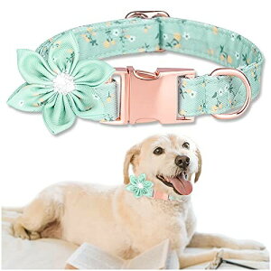 Kalevel 犬の首輪 猫用首輪 小型犬 可愛い 花 首輪処 ラインストーン付き キラキラ 名入り 迷子札付き 電話番号刻印可能 軽量 セーフティ 綿製 柔らかい 首輪長さ調節可能 ペット用品