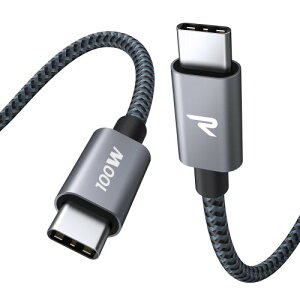 RAMPOW USB C ケーブル PD3.0対応 100W/5A 超高速充電 データ転送 断線防止 高耐久ナイロン タイプc ケーブル iPhone17/Air/16/16e/15 充電 MacbookPro/iPad Pro&Air/Galaxy/SonyなどType C機種対応 2m 黒